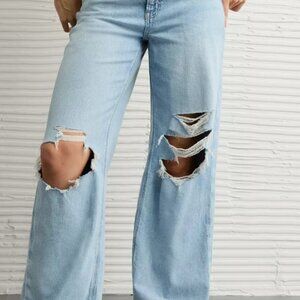 American Eagle Super High‑Rise Baggy Wide‑Leg Jeans | Size 32